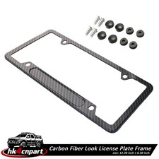 Black Car Carbon Fiber License Plate Frame Protection Cover Universal Usa Size