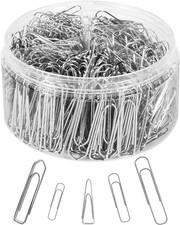 Paper Clips 580 Pack Assorted Sizes 1.1 1.2 1.3 2 Metal Office School Silver