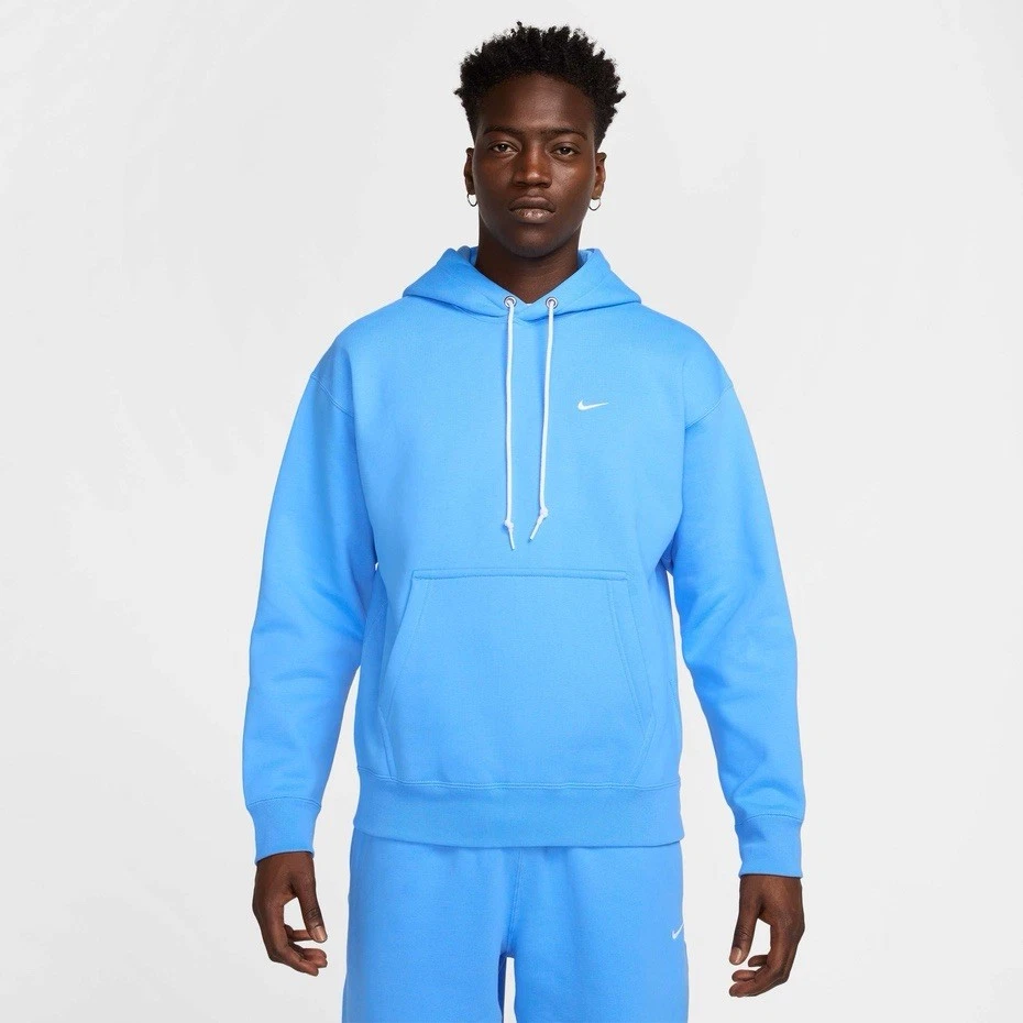 Size Medium - Nike Lab Solo Swoosh Fleece Pullover Hoodie Blue White - RRP £90!