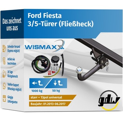 ANHÄNGERKUPPLUNG für Ford Fiesta 13-17 starr GDW +13pol ESatz ABE