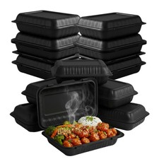 Hinged Container, Black, 9" x 6", 200pc 200/1 