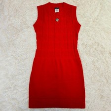 Chanel Sleeveless Knit Dress Wool/Cashmere Size:36 Red Made In Italy