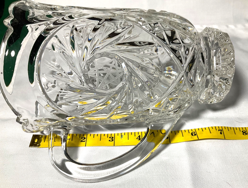 Antique American Brilliant Period Cut Glass Water Pitcher Vase Pinwheel Heavy - Picture 6 of 10