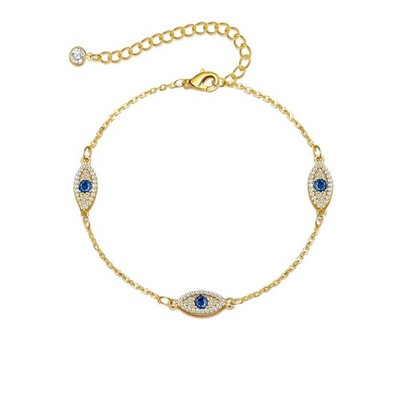 Bracelets for Women 14K Real Gold Plated Bracelet Dainty Evil Eye Charm Penda...