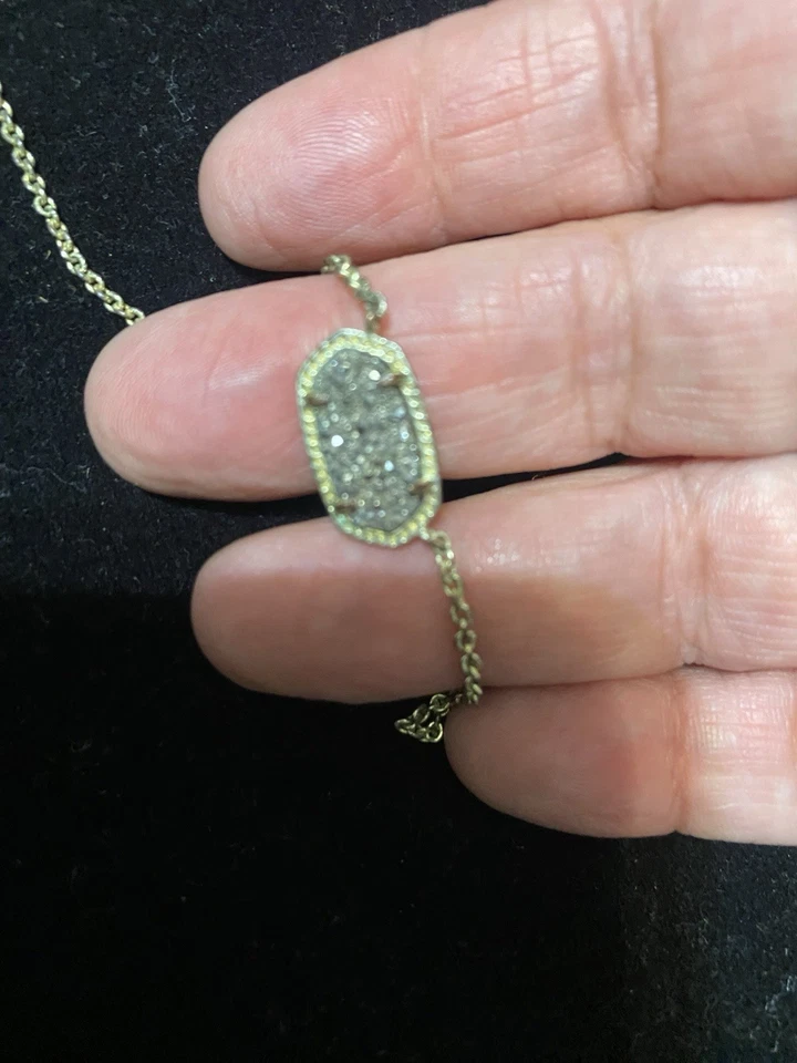 Collar Kendra Scott Elisa Negro Drusy Colgante Gunmetal Cadena 15 pulgadas - 17 pulgadas Foto 2 de 4