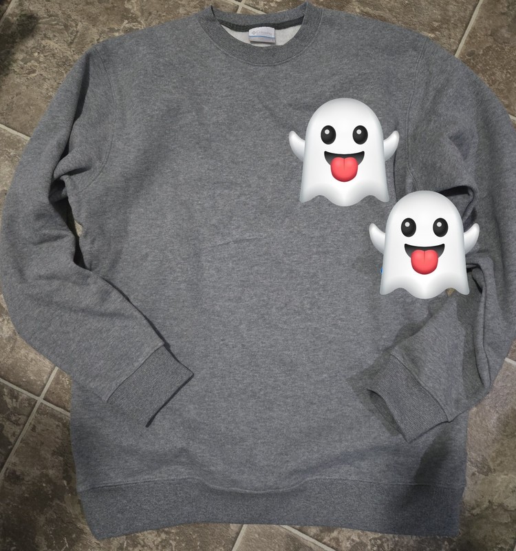 Columbia XL Gray Crewneck Pullover Sweatshirt Long Sleeve Ghost Graphic
