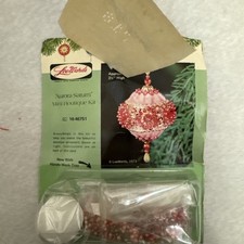 Vintage 1973 LeeWards Aurora Saturn Pink Sequin Bead Christmas Ornament Kit