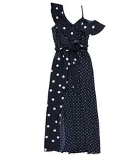 bar III Womens Dot Maxi A-line Dress, floatingdot, S