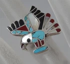 Vintage Art Acoya Zuni Sterling Silver Turquiose Hawk Eagle Bird Ring 925 F1875