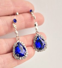 Royal Blue Crystal Nipple Dangles  Non Piercing Body Jewelry  Handmade Bust Je