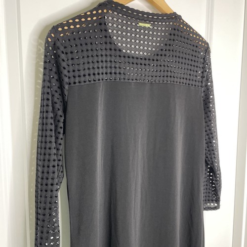 Vestido negro de malla manga 3/4 Michael Kors para mujer talla mediana - Imagen 8 de 11