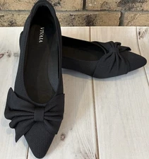 VIVAIA Women's Azura Pointed Toe Bow Flats Black 39.5 US 8.5