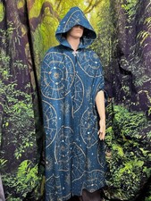 Celestial Constellation Fleece halloween Cloak: Turquoise Teal Gold Galaxy