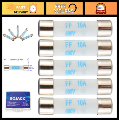 Digital Multimeter Fuse 10A 600V Fast Acting Nickel-Plated Brass Ceramic 6.3x32m