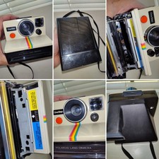 Vintage Polaroid One Step Land Camera Working RAINBOW Stripe SX-70 with Strap