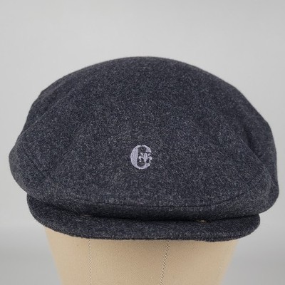 CONTE OF FLORENCE WOOL BLACK BARETTA HAT Flat Cap Earflaps Newsboy Made In Italy