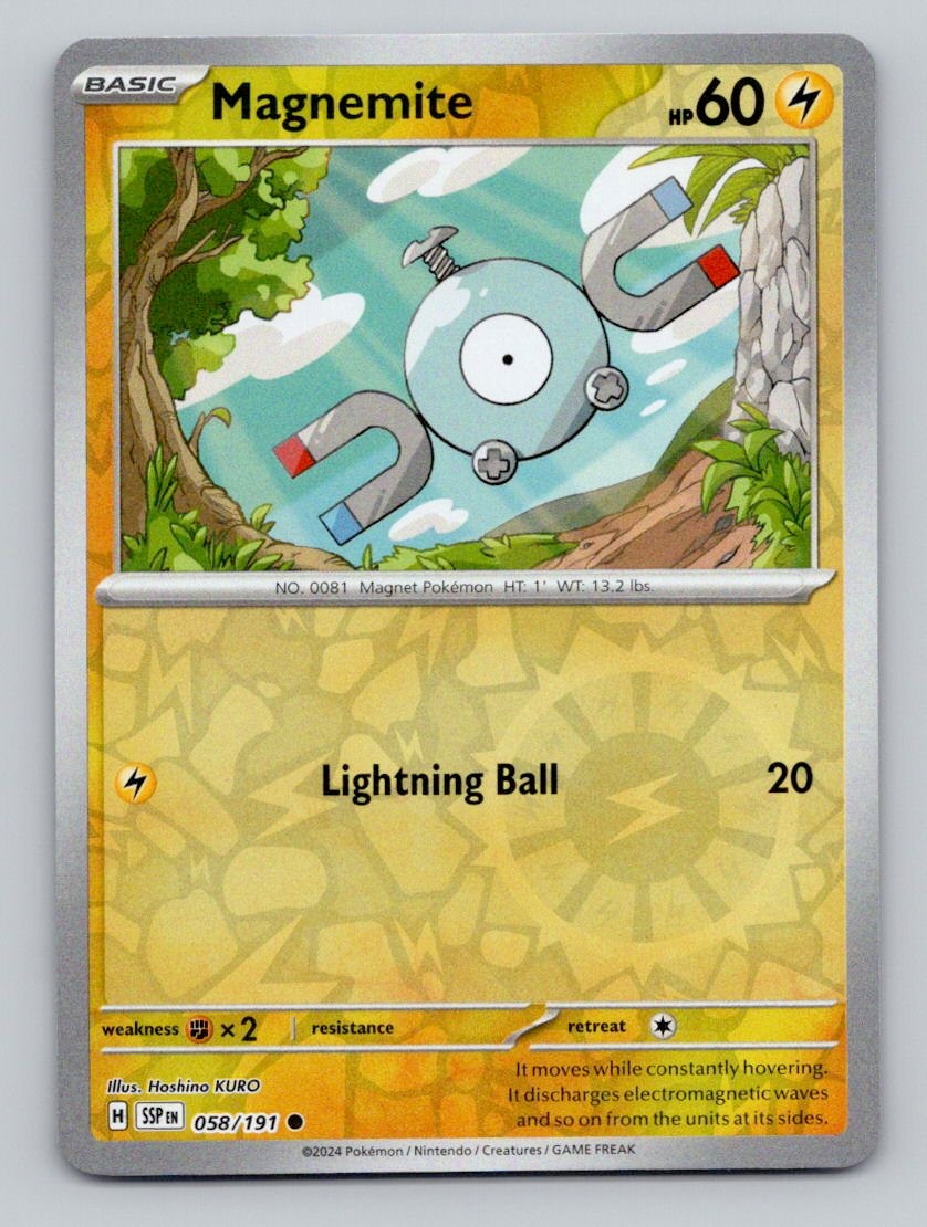 Magnemite 058/191 Common Surging Sparks Pokemon Reverse Holo Near Mint