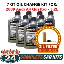 Fits: 2009 Audi A4 Quattro 3.2L 6,000 Mile Synthetic Oil & Filter Kit (0W-30)