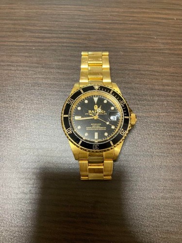 A BATHING APE BAPEX Type 1 Black Dial Gold Men's Watch Working From Japan Rare - Picture 5 of 5