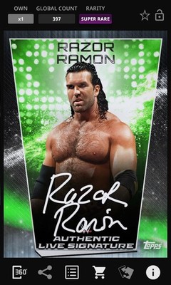 TOPPS WWE SLAM DIGITAL CARD 2019 LE SR RAZOR RAMON LIVE SIGNATURE GREEN ...