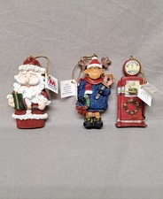 ​Lot 3 Vintage Marathon Gas Station Christmas Ornaments Santa Moose Pump