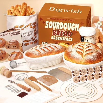 Sourdough Starter Kit, Sourdough Tools with Banneton Bread Proofing Basket, S...