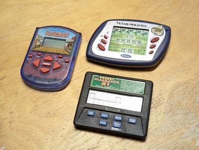 Vintage Lot LCD Handheld Electronic Games Hasbro MB TESTED Poker Hangman Hold Em