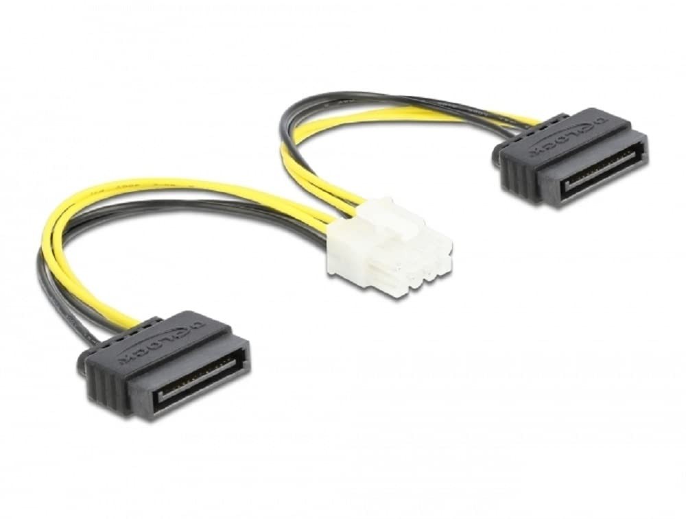 Delock Stromkabel 2 x 15-контактный разъем SATA Stecker zu 8-контактный разъем EPS Stecker 15 см
