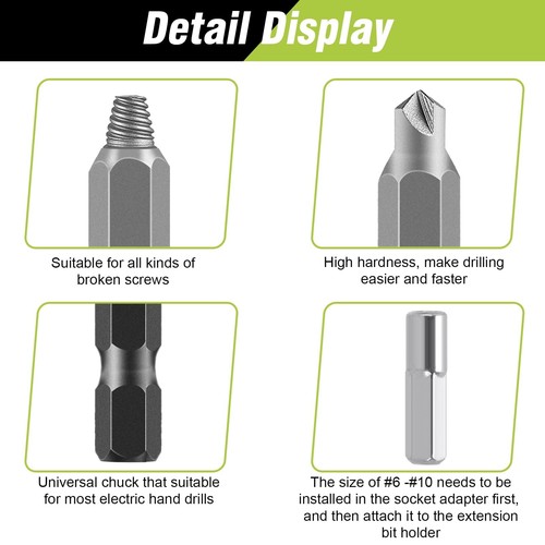 33PCS Damaged Screw Extractor Set, Reverse Drill Bit and Screwdriver Head Kit... - Bild 6 von 6