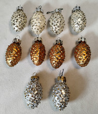 Vintage Styled Glass Pinecone Christmas Ornaments Glittered 2" Mixed Color 10PC