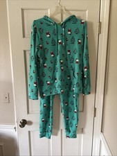 Snoopy Christmas Jogger Pajama Set  Women's Large  Peanuts Hoodie Green NWOT