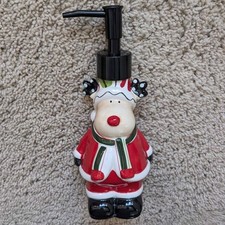 NEW Christmas themed reindeer in Santa clothing ceramic soap or lotion dispenser
