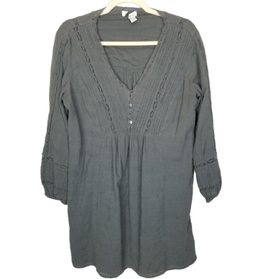 Sundance Dress Tunic Dress Mini Dress Long Sleeve Dress V Neck Dress Gray PM 