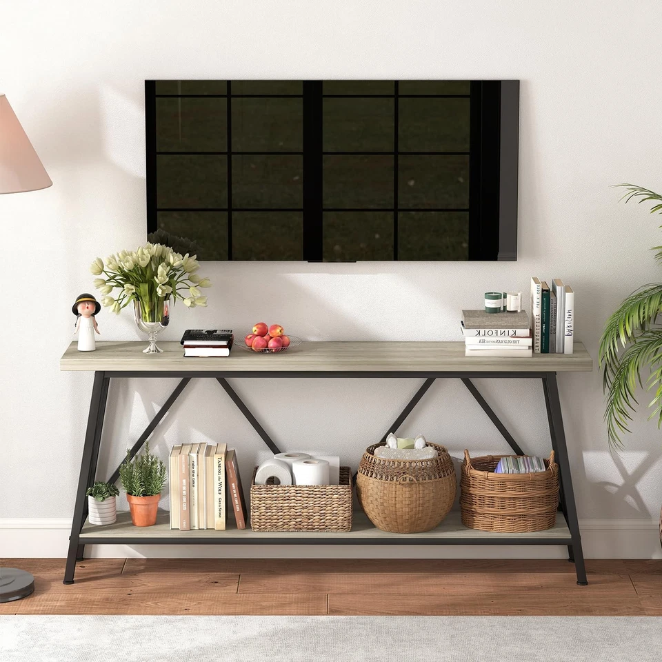 Mesas consola extra largas de madera de 71 pulgadas para entrada moderna granja decoración del hogar Foto 3 de 4