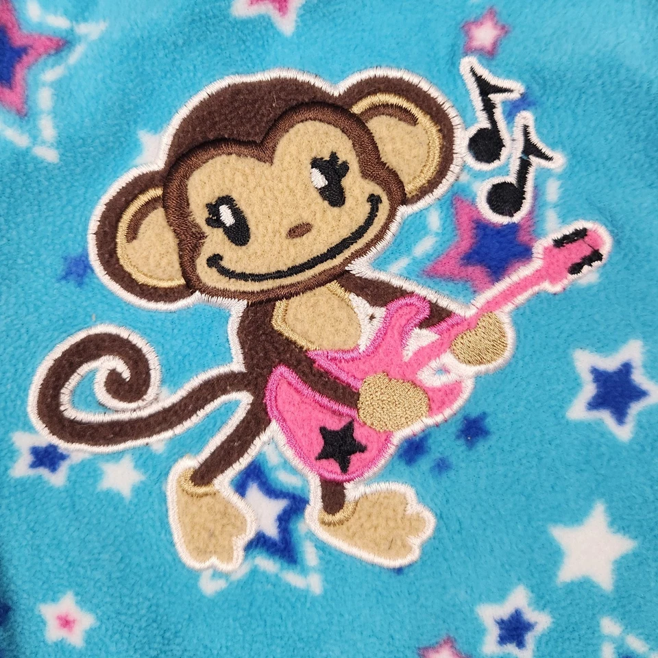 Pantalones de pijama polar Y2K de colección para niñas estrellas mono guitarra estampado azul rosa talla 5/6 Foto 3 de 4