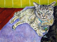 Cat Martini Art Signed Print Cat Martini Art Signed Print