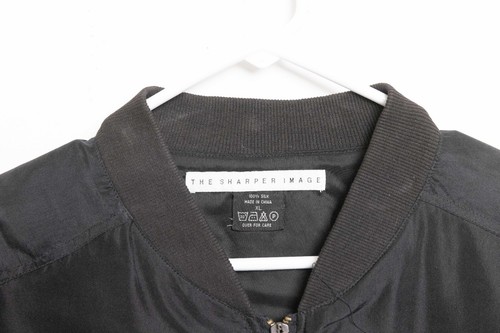 The Sharper Image Black Silk Jacket Mens XL Full Zip Lightweight Vintage - Picture 2 of 8