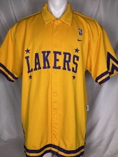 VTG Los Angeles Lakers 1957 NIKE Retro Rewind Gold Warmup Jersey Shirt Men's XXL