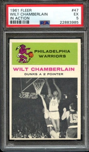 1961 Fleer #47 Wilt Chamberlain In Action PSA 5 Sharp! HOF Philadelphia Warriors