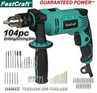 FastCraft Hammer Drill Impact Drill Driver 1/2 Chuck High End 9A Peak 104pc Bits