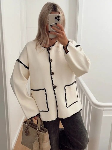 Women Pocket Long Sleeve Knit Pant Set Breasted Cardigan Coat Winter Warm Street - Picture 40 of 41