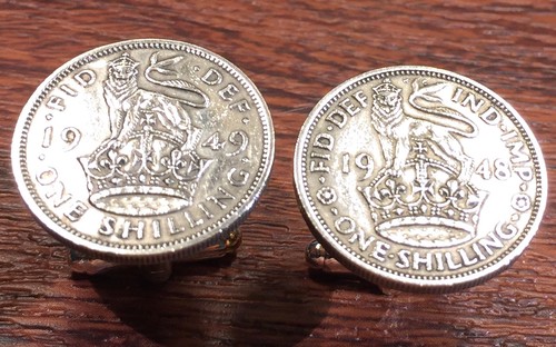 Vintage 1947-51 British Lion atop Crown English Crest Coin Cufflinks + Gift Box! - Picture 3 of 3