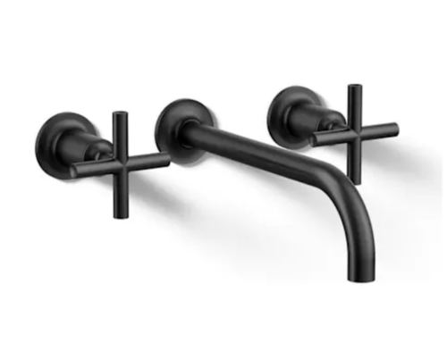 Kohler T14414-3-BL Purist Wall-Mount Bathroom Faucet Trim - Matte Black