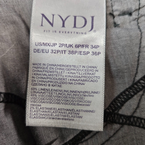 NYDJ Womens Pants Sz 2P Solid Black Mid Rise Straight Leg Linen Blend - Picture 7 of 7