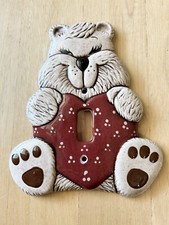 Teddy Bear W/ Heart Light Switch Plate Cover Plaster Children  s Nursery Country
