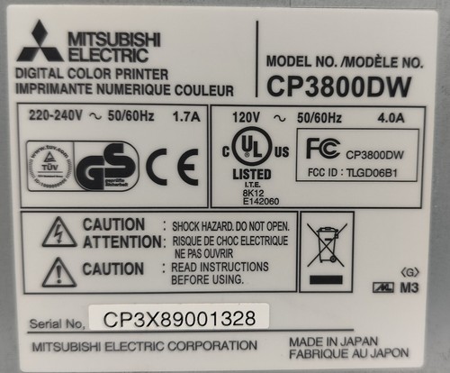 Mitsubishi CP-3800DW Dye Sublimation Digital Color Photo Printer (Tested) - 第 4/5 張圖片