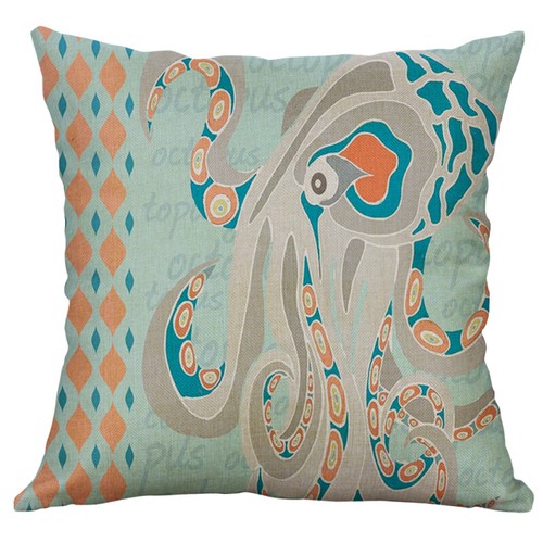 18" Ocean Vintage conch Print Cotton Linen Pillow Case Pillow Cover Home Decor - Picture 36 of 51