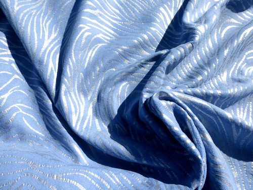 lambskin leather Suede Buttersoft Metallic Silver on Denim Blue Baby Zebra Print - Picture 5 of 7
