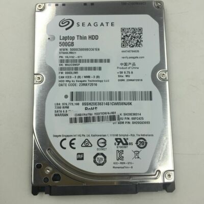 Seagate Laptop Thin (ST500LM021) 500GB 7200 RPM 32MB Cache SATA 6.0Gb/s 2.5'' HDD