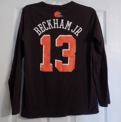 T-shirt ragazzo NFL Cleveland Browns Odell Beckham Jr #13 taglia 14-16 manica lunga - Foto 3 di 5